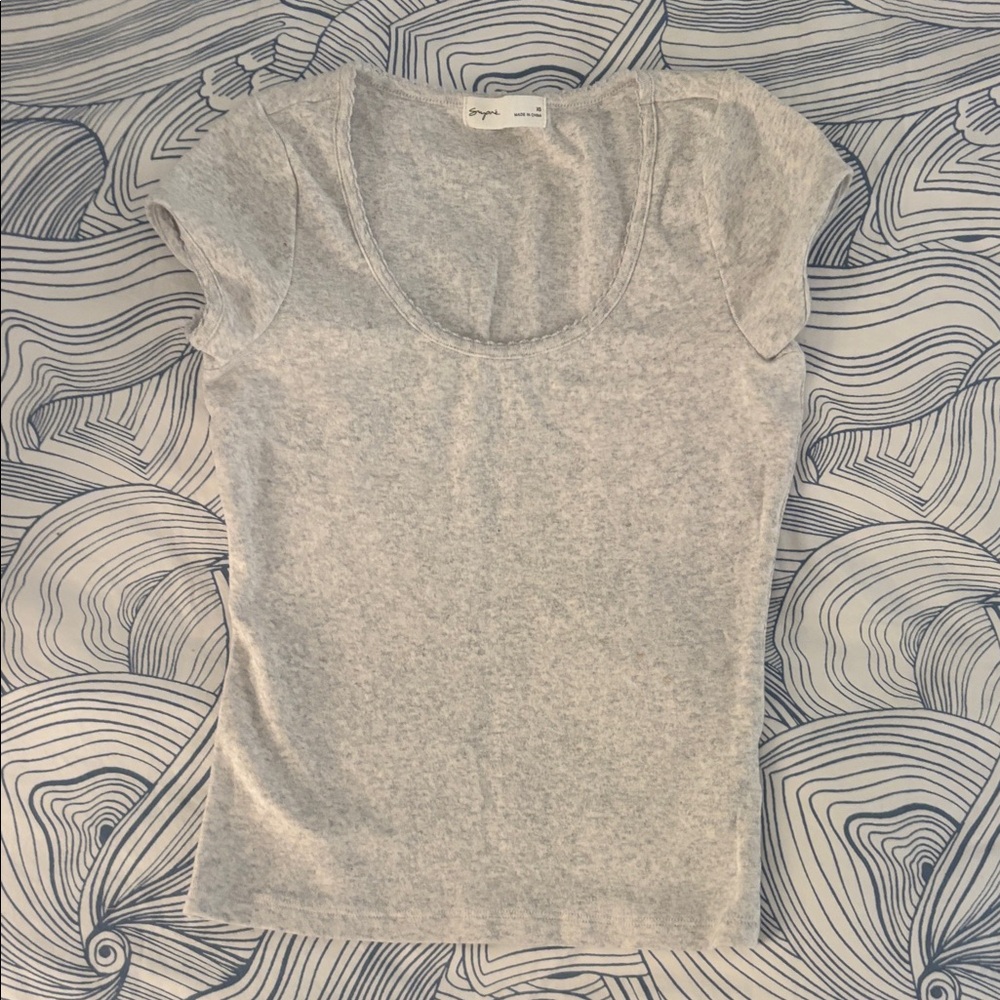 Supre Light Gray Cap Sleeve Scoop Neck Tee